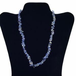 Natural Gemstone Blue Sodalite Chips Necklace Semi Precious Beaded 16 inch Total